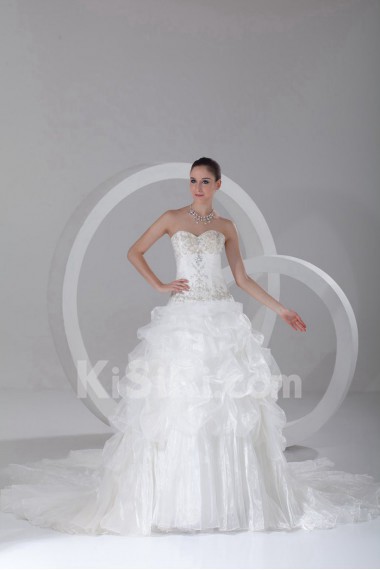 Organza Sweetheart Ball Gown with Embroidery