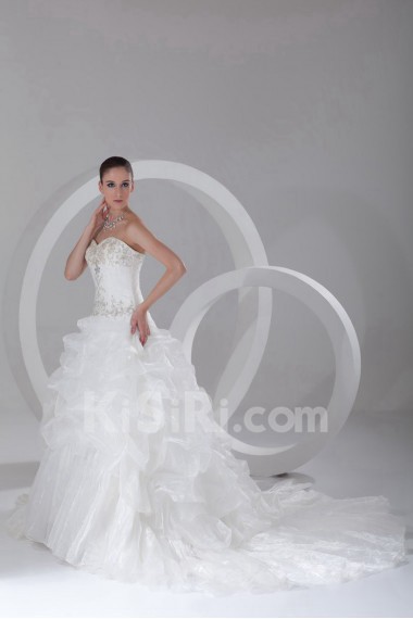 Organza Sweetheart Ball Gown with Embroidery