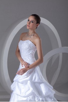 Satin Scoop Ball Gown with Embroidery