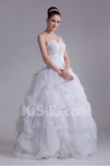 Organza Sweetheart Ball Gown with Embroidery