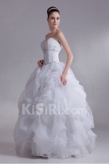 Organza Sweetheart Ball Gown with Embroidery