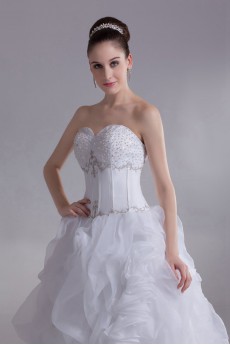 Organza Sweetheart Ball Gown with Embroidery