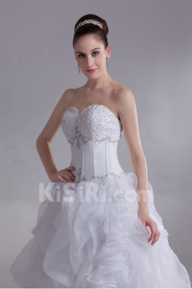 Organza Sweetheart Ball Gown with Embroidery