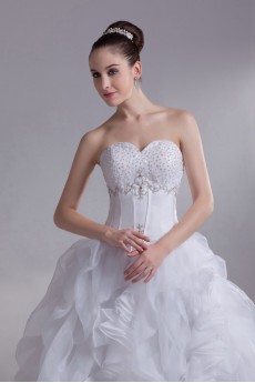 Organza Sweetheart Ball Gown with Embroidery