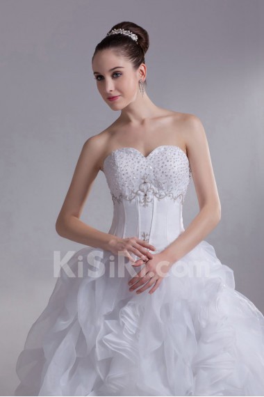 Organza Sweetheart Ball Gown with Embroidery