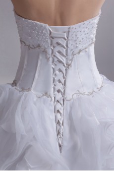 Organza Sweetheart Ball Gown with Embroidery