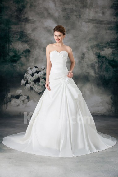 Satin Sweetheart Ball Gown with Embroidery