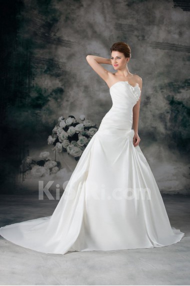 Satin Sweetheart Ball Gown with Embroidery