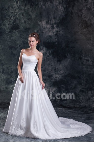 Taffeta A Line Gown with Embroidered Bodice