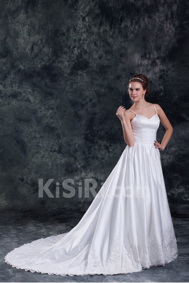 Taffeta A Line Gown with Embroidered Bodice