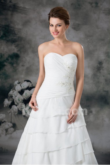 Chiffon Sweetheart A Line Gown with Embroidery