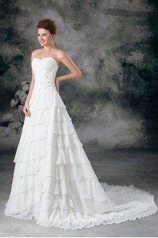 Chiffon Sweetheart A Line Gown with Embroidery