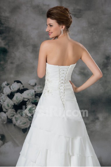 Chiffon Sweetheart A Line Gown with Embroidery