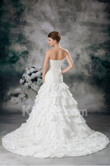 Taffeta Strapless A Line Gown with Embroidery