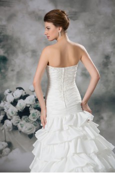 Taffeta Strapless A Line Gown with Embroidery