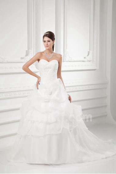 Organza Sweetheart A Line Gown with Embroidery