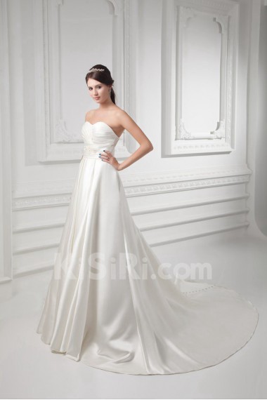 Satin Sweetheart A Line Gown with Embroidery