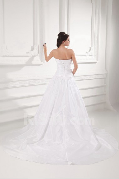 Taffeta Strapless A Line Gown with Embroidery