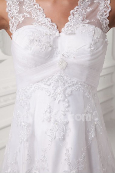 Lace V Neckline A Line Gown