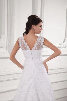 Lace V Neckline A Line Gown