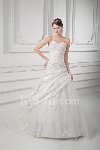 Taffeta Sweetheart A Line Gown with Embroidery