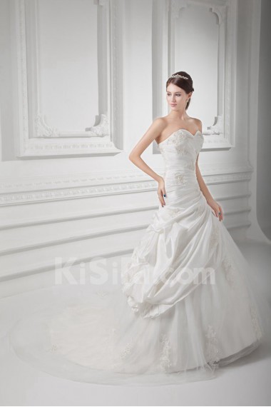 Taffeta Sweetheart A Line Gown with Embroidery