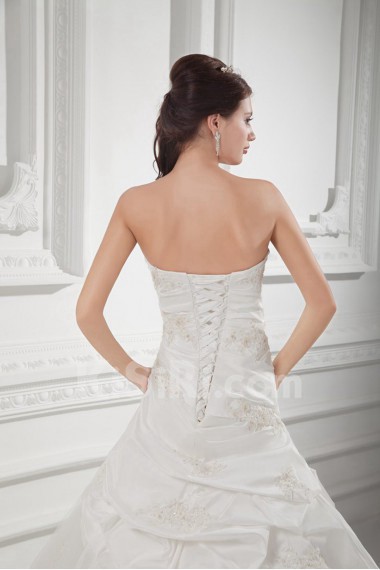 Taffeta Sweetheart A Line Gown with Embroidery