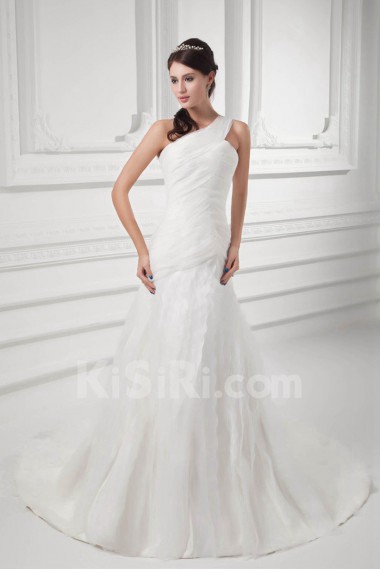 Organza One Shoulder A Line Gown