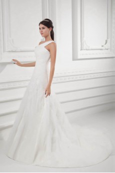 Organza One Shoulder A Line Gown