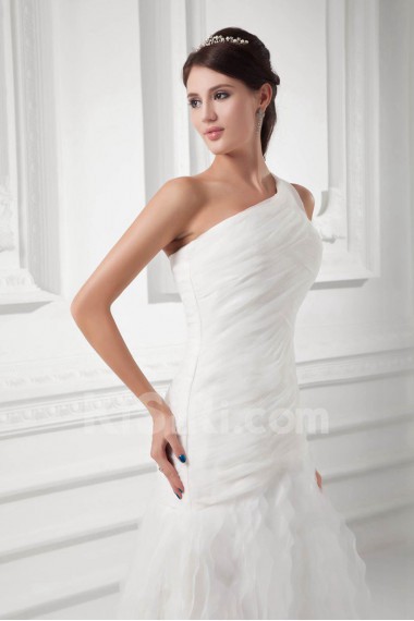 Organza One Shoulder A Line Gown