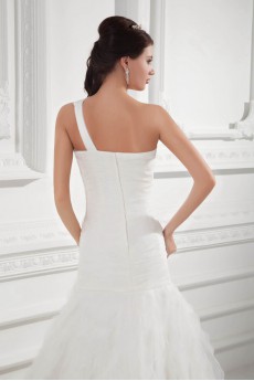 Organza One Shoulder A Line Gown