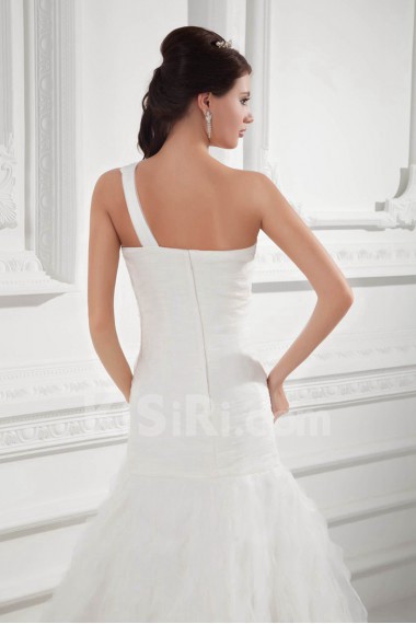 Organza One Shoulder A Line Gown