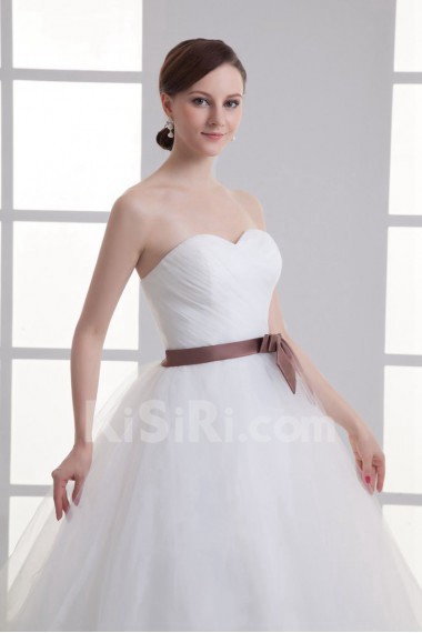 Satin and Net Sweetheart A Line Gown with Sash