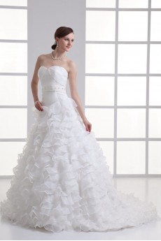 Organza Sweetheart A Line Gown with Sash