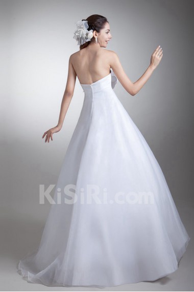 Organza and Satin Strapless A Line Gown