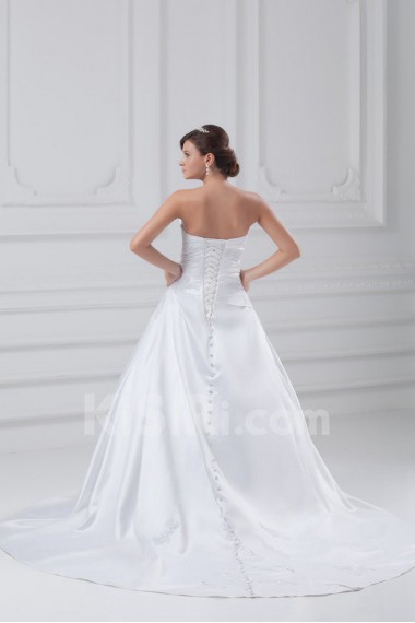 Satin Strapless A Line Gown