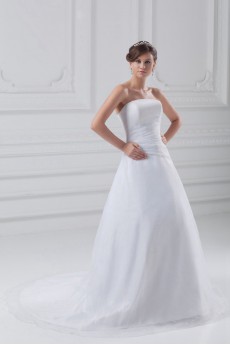 Organza Strapless A Line Gown