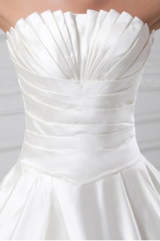 Satin A Line Gown with Directionally Ruched Bodice