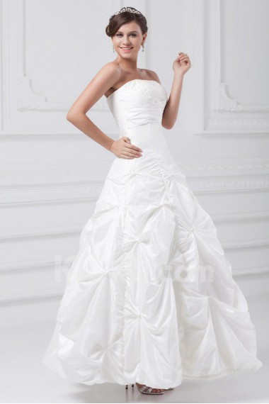 Taffeta Strapless Ankle-Length A Line Gown with Embroidery