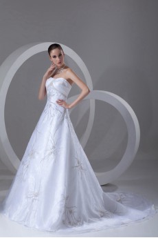 Organza Scoop A Line Gown with Embroidery