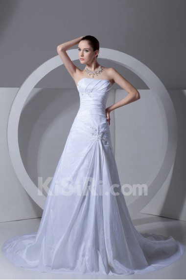 Taffeta Scoop A Line Gown with Embroidery