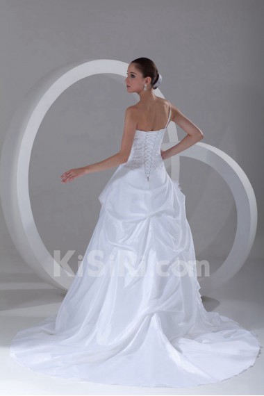 Taffeta Sweetheart A Line Gown with Hand-made Flowers