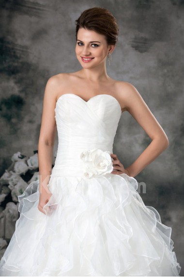 Organza Sweetheart A Line Gown with Hand-made Flower