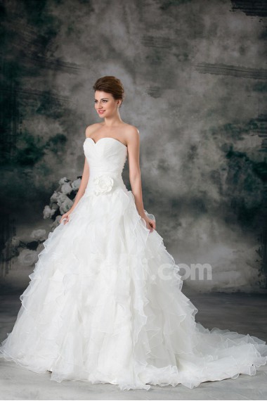 Organza Sweetheart A Line Gown with Hand-made Flower