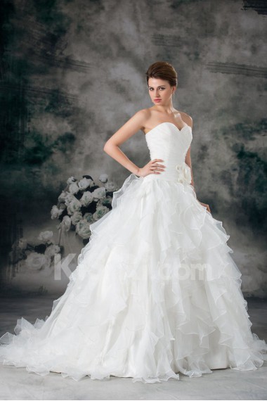 Organza Sweetheart A Line Gown with Hand-made Flower