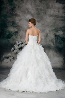 Organza Sweetheart A Line Gown with Hand-made Flower