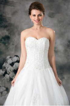 Organza Sweetheart A Line Gown with Embroidery