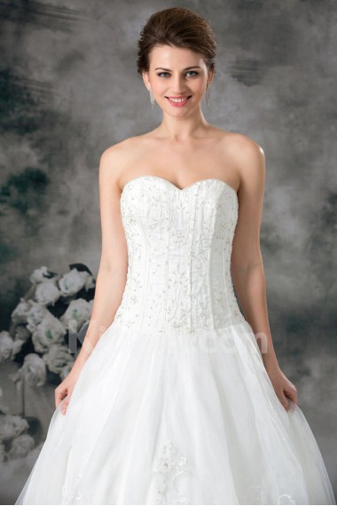 Organza Sweetheart A Line Gown with Embroidery