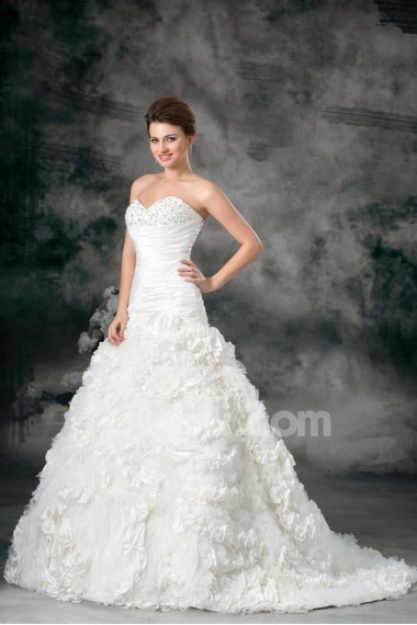 Taffeta Sweetheart A Line Gown with Embroidery