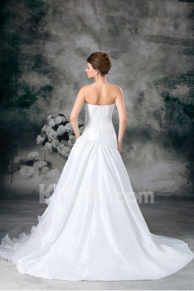 Taffeta Strapless A Line Gown with Embroidery